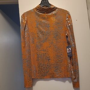 RACHEL Rachel Roy Orange and Silver Blouse